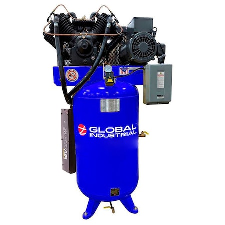 Global Industrial Silent Two Stage Piston Air Compressor, 10 HP, 80 Gal., 1 Phase, 230V 133685
